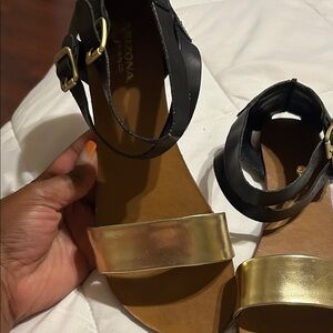 Arizona Jean Company Black and Gold Women's Sandals